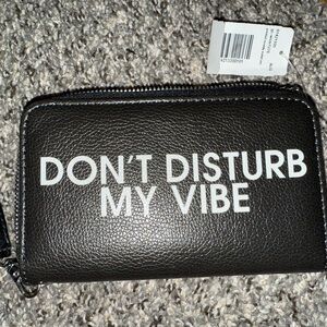 Black Wallet with White Text